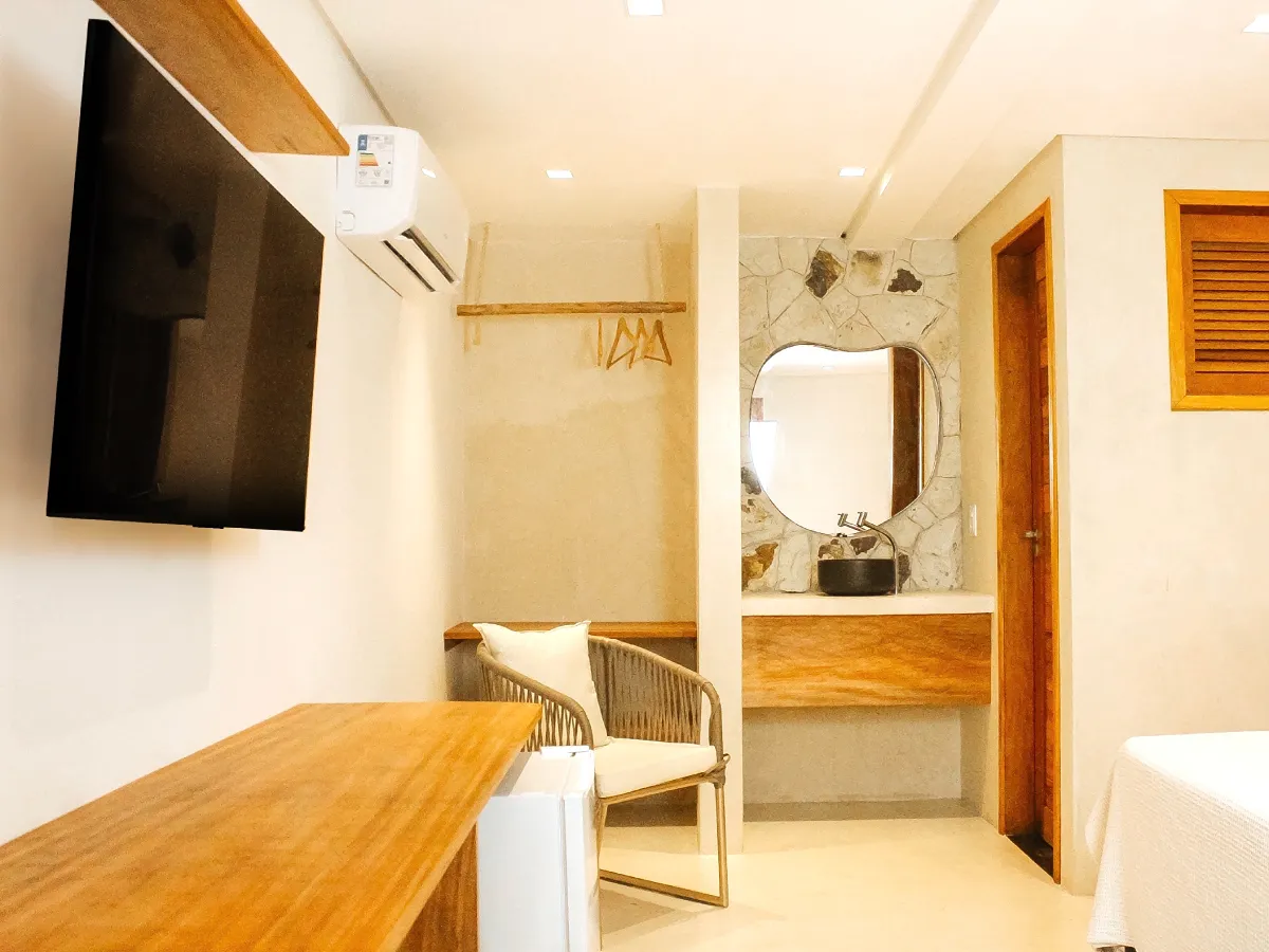 Quarto Duplo Master com cama king size na Pousada Vila de Pedra em Jericoacoara