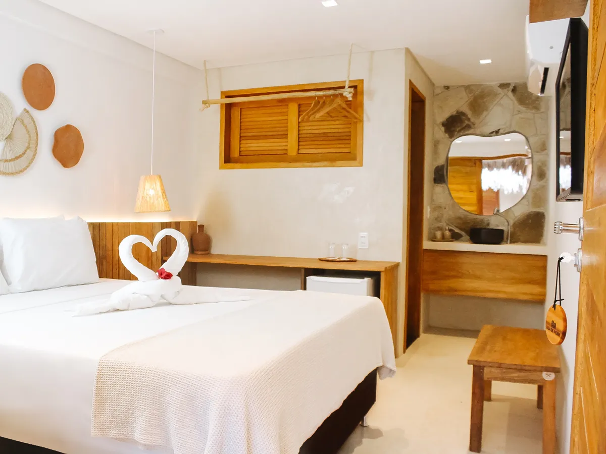 Quarto Duplo Standard com cama queen na Pousada Vila de Pedra em Jericoacoara